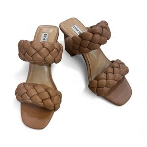 Steve Madden Kenley Tan Braided Block Heeled Sandals- size 9